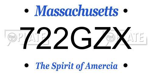 722GZX Massachusetts License Plate