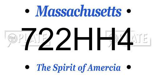 722HH4 Massachusetts License Plate