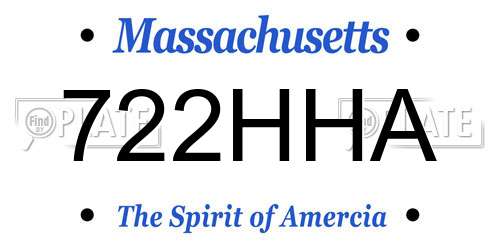 722HHA Massachusetts License Plate