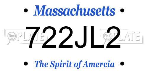 722JL2 Massachusetts License Plate