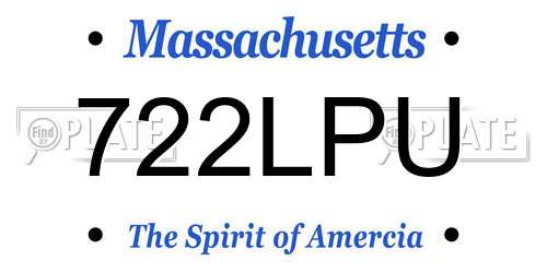 722LPU Massachusetts License Plate