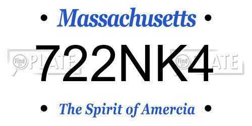 722NK4 Massachusetts License Plate