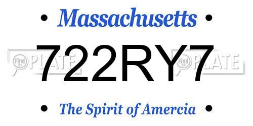 722RY7 Massachusetts License Plate