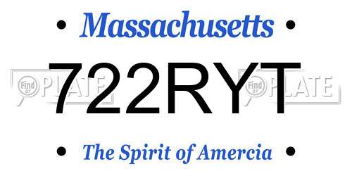 722RYT Massachusetts License Plate