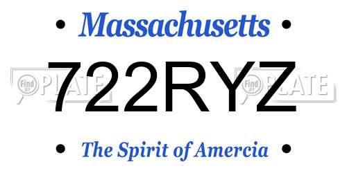722RYZ Massachusetts License Plate