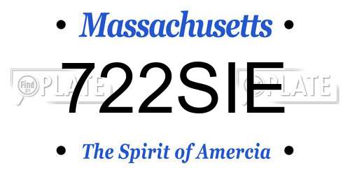 722SIE Massachusetts License Plate