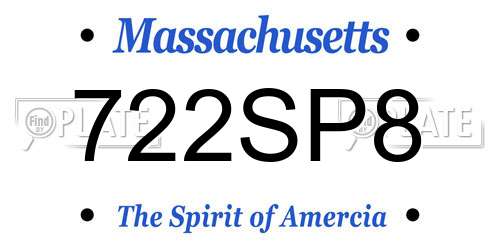 722SP8 Massachusetts License Plate