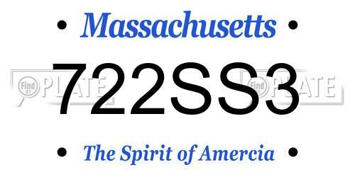 722SS3 Massachusetts License Plate