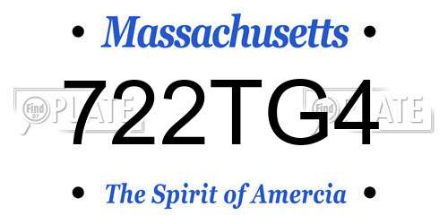 722TG4 Massachusetts License Plate