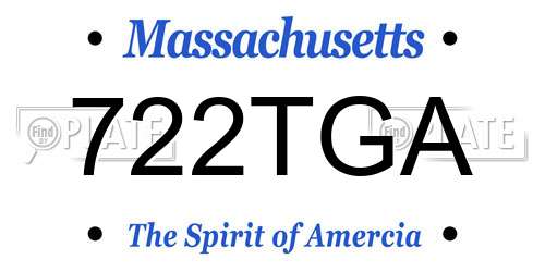 722TGA Massachusetts License Plate