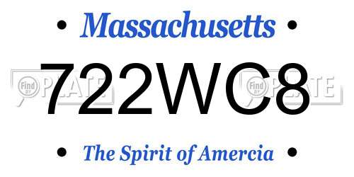 722WC8 Massachusetts License Plate