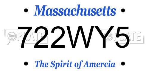 722WY5 Massachusetts License Plate