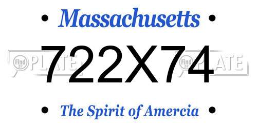 722X74 Massachusetts License Plate