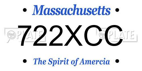 722XCC Massachusetts License Plate