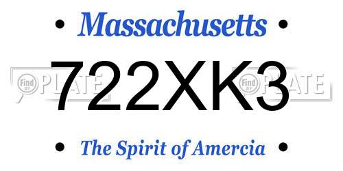 722XK3 Massachusetts License Plate