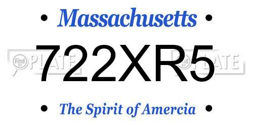722XR5 Massachusetts License Plate