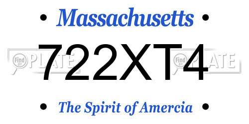 722XT4 Massachusetts License Plate