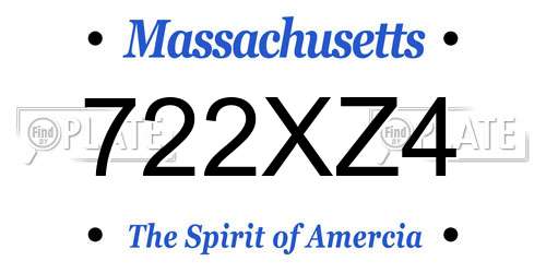 722XZ4 Massachusetts License Plate