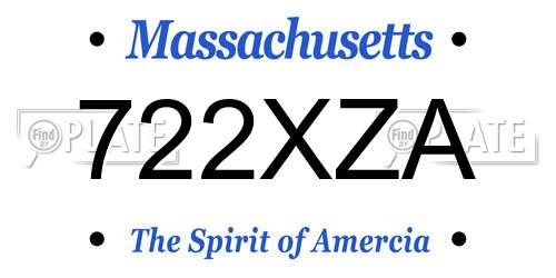 722XZA Massachusetts License Plate