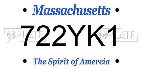 722YK1 Massachusetts License Plate
