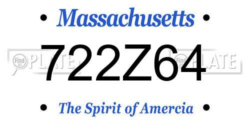 722Z64 Massachusetts License Plate