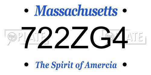 722ZG4 Massachusetts License Plate