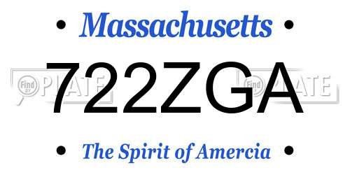 722ZGA Massachusetts License Plate