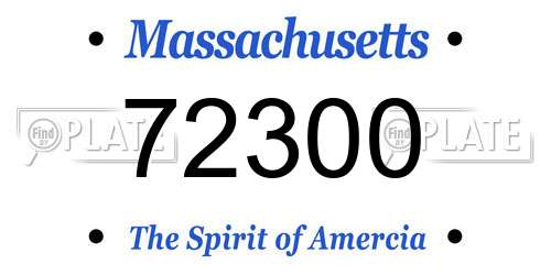 72300 Massachusetts License Plate