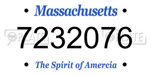 7232076 Massachusetts License Plate
