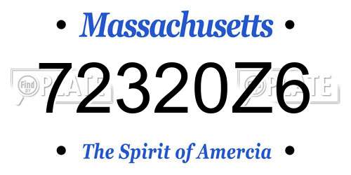 72320Z6 Massachusetts License Plate
