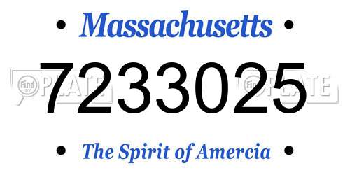 7233025 Massachusetts License Plate