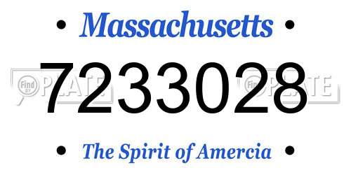 7233028 Massachusetts License Plate