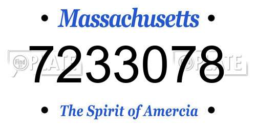 7233078 Massachusetts License Plate