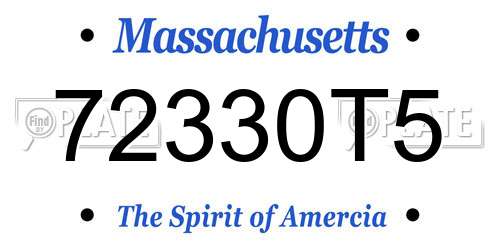 72330T5 Massachusetts License Plate