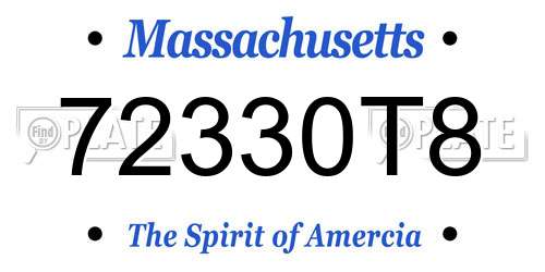 72330T8 Massachusetts License Plate