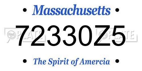 72330Z5 Massachusetts License Plate