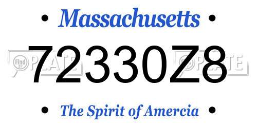 72330Z8 Massachusetts License Plate