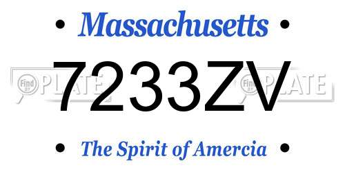 7233ZV Massachusetts License Plate