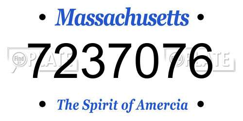 7237076 Massachusetts License Plate