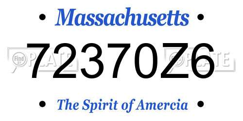 72370Z6 Massachusetts License Plate