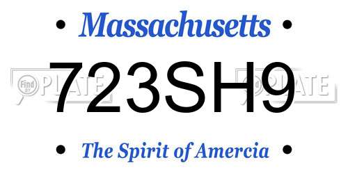 723SH9 Massachusetts License Plate
