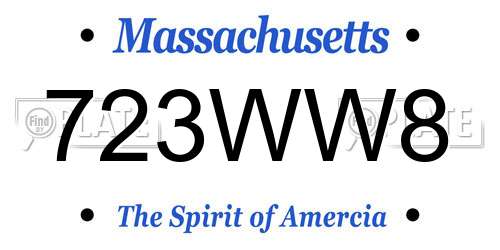 723WW8 Massachusetts License Plate