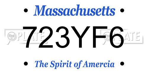 723YF6 Massachusetts License Plate