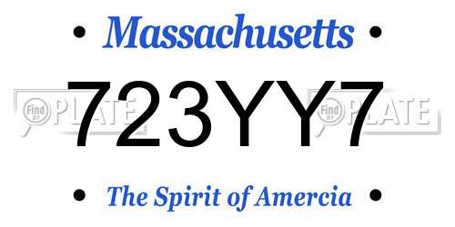 723YY7 Massachusetts License Plate