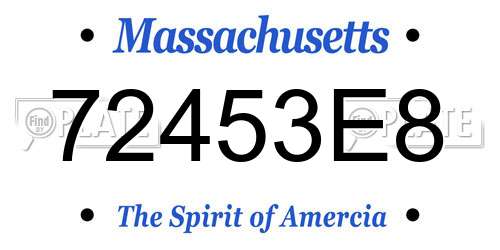 72453E8 Massachusetts License Plate