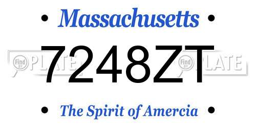 7248ZT Massachusetts License Plate
