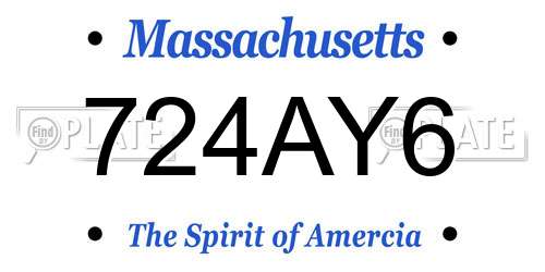 724AY6 Massachusetts License Plate