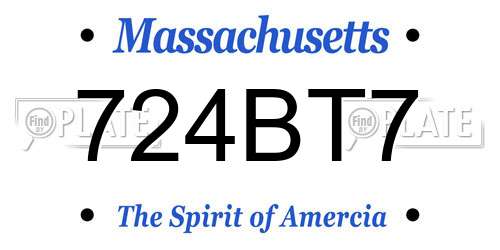 724BT7 Massachusetts License Plate