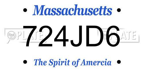 724JD6 Massachusetts License Plate