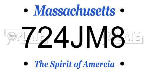 724JM8 Massachusetts License Plate
